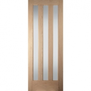 Jeld-Wen Aston Obscure Glazed Oak 3 Lite Internal Door - 198 &pound;205.00