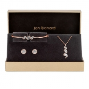 Rose Gold Plated Crystal Twist Drop Matching Jewellery Set - £17.60