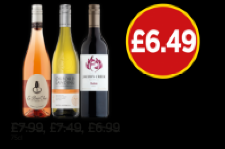 Le Petit Chat Rose, Oxford Landing Estate Chardonnay, Jacobs £6.49