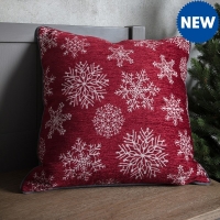 JTF  Chenille Snowflake Cushion Red 450x450mm