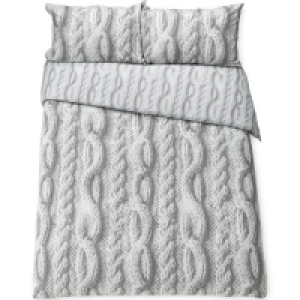 Aldi  Grey Knit King Duvet Set