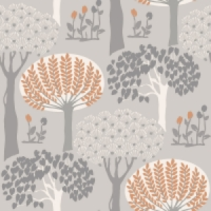 Wilko  Arthouse Bernwood Grey and Orange Wallpaper