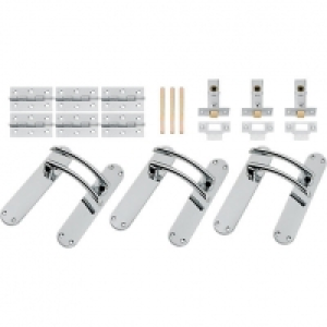 Wickes Dante Latch Door Handle Set - Polished Chrome 3 Pairs £41.00