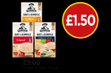 Budgens  Ouaker Oat So Simple Sachets, Original, Golden Syrup, Variet