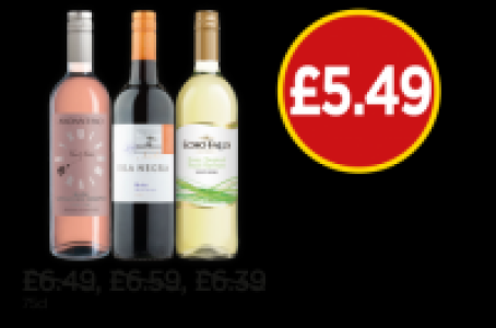 Budgens  Andantino Sangiovese Blush, Isla Negra Seashore Merlot Caber