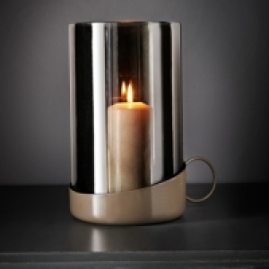Glass Hurricane Candle Holder - Smoke Grey