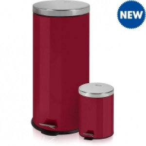 Swan Round Pedal Bin Set of 2 30L & 5L Red