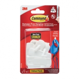 Command Small Utility Hook - White Pack of 6 £7.29