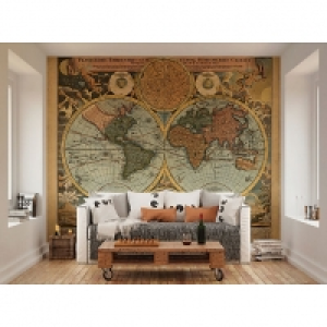 ohpopsi Old Map In Colour Wall Mural - XL 3.5m (W) x 2.8m (H £80.00