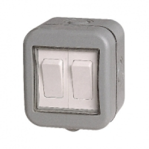 Masterplug IP55 10A Twin Exterior 2 Way Switch - Grey £7.99