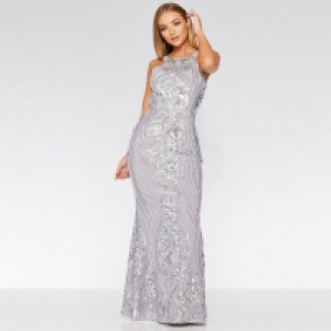 Grey and silver fishtail maxi dress