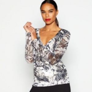 Multicoloured Snake Print Mesh Top