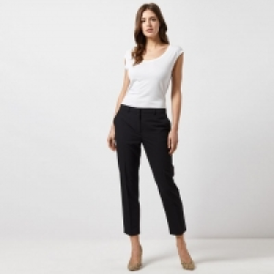 Black Split Hem Ankle Grazer Trousers