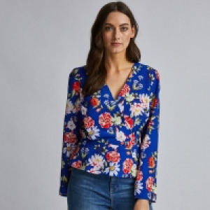 Debenhams  Blue Floral Print Wrap Blouse