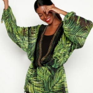 Green Palm Print Boho Top