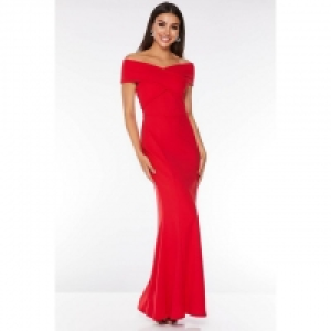 Red Bardot Wrap Front Maxi Dress