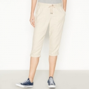 Natural Linen Blend Cropped Trousers