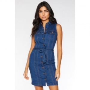 Blue Denim Button Front Dress