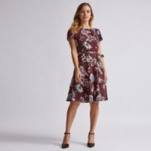 Billie & Blossom Petite Red Floral Print Fit & Flare Dress