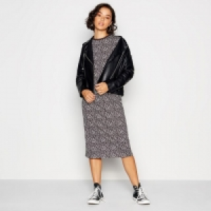 Chocolate Dalmation Print Cotton T-Shirt Midi Dress