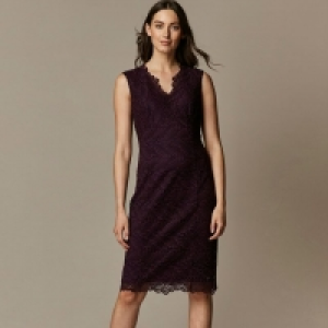 Purple Lace Scallop Shift Dress