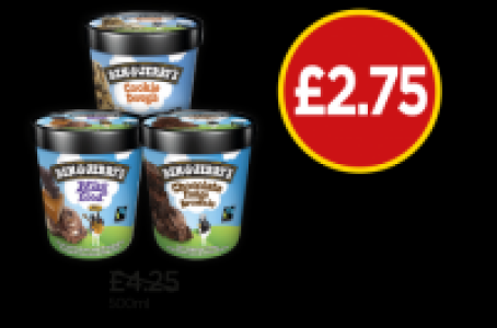 Ben & Jerrys Ice Cream Phish Food Ice Cream, Cookie Dough Ic £2.75