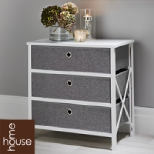 HomeBargains  Folding Grey & White 3-Drawer Storage