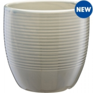 Glazed Pot With Saucer Grey 17cm