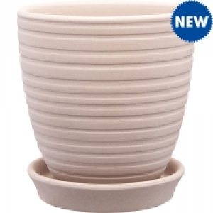 Pastel Ribbed Pot Collection With Saucer 15cm
