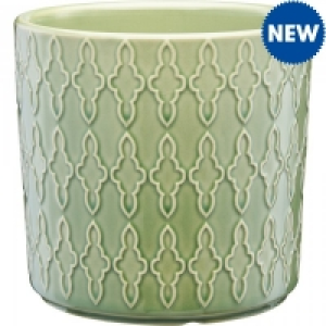 JTF  Pastel Patterned Pot Green 14cm