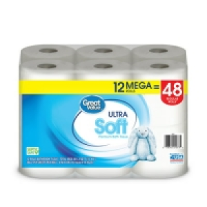 Great Value Toilet Paper, Ultra Soft, 12 Mega Rolls