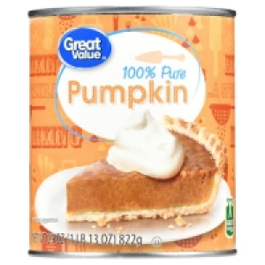 (2 pack) Great Value 100% Pure Canned Pumpkin, 29 oz