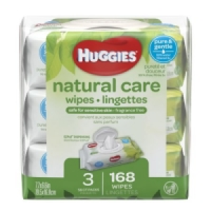 HUGGIES Natural Care Baby Wipes, Unscented, 3 packs of 56, 1