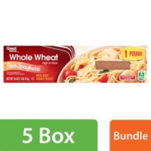 (5 Pack) Great Value Whole Wheat Thin Spaghetti, 16 oz