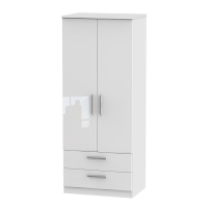 Fourisse Ready Assembled 2-Door Wardrobe with Drawers - Whit £259.99