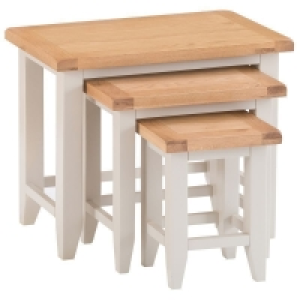 QDStores  Elsing Trio Nest of Tables Painted Oak