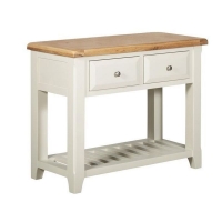 QDStores  Harmony Console Table Oak & White 2 Drawer