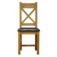 QDStores  Montacute Cross Back Dining Chair Oak With Faux Leather Seat