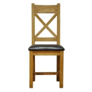 QDStores  Montacute Cross Back Dining Chair Oak With Faux Leather Seat