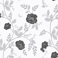 Wilko  Wilko Rosanna Floral Black and White Wallpaper