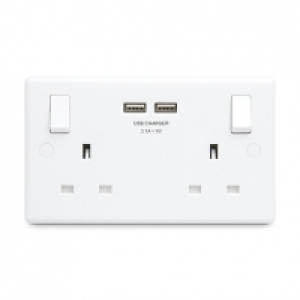 BG Twin Switched 13A Socket with 2 x USB Ports - White £11.90