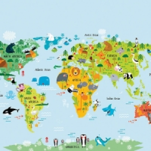 ohpopsi The Whole Wide World Map Wall Mural - XL 3.5m (W) x  £63.00