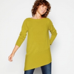 Light Olive Asymmetric Supersoft Boat Neck Jumper