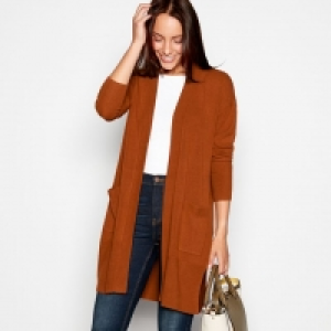 Dark Tan Supersoft Longline Acrylic Cardigan