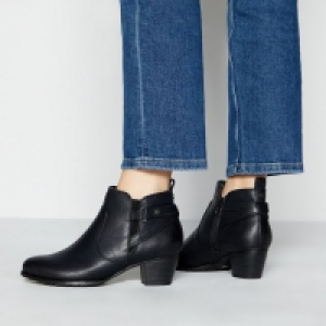 Black Geordie Block Heel Wide Fit Ankle Boots