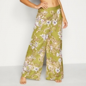 Light Olive Vintage Floral Print Satin Pyjama Bottoms
