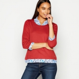Red Mock Shirt Cotton Top