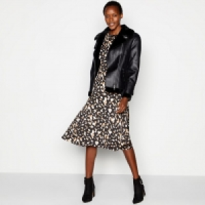 Black Animal Print Midi Dress