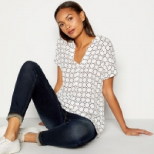 Ivory Geometric Print Utility Shirt