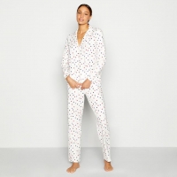 Debenhams  Cream Spot Print Cotton Revere Pyjama Set